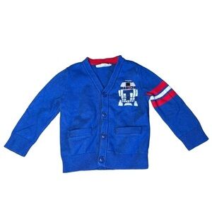 Star Wars GAP Kids Boys' Button Down Cardigan Sweater Size 3 R2D2 Blue Red